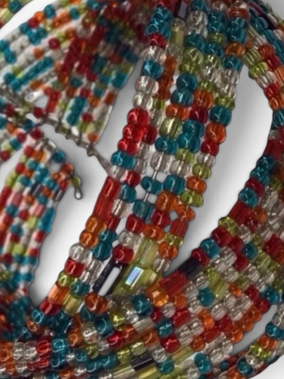 Vintage Handmade Multicolor Twisted Seed Bead Cuff Bracelet – NOS - Picture 8 of 10